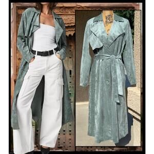 Free People Blank NYC Olive Branch Vegan Suede Trench Coat Size S